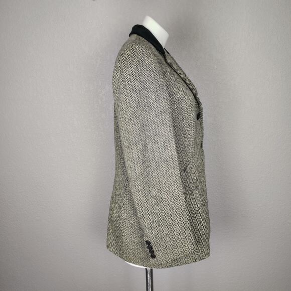 Ralph Lauren Herringbone Tweed Blazer 90% Wool Velvet Collar Sz 14 - Picture 4 of 14